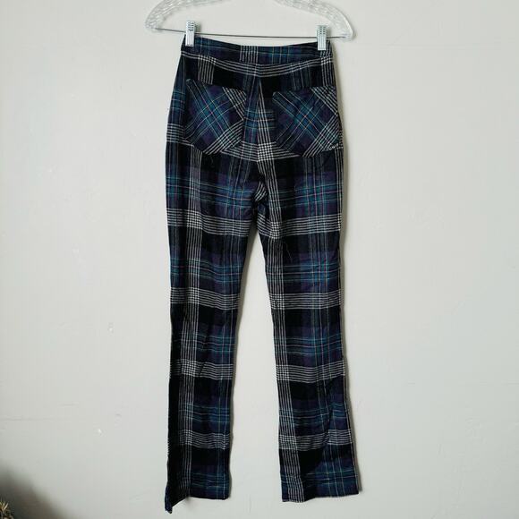 Unif Blue And Purple Plaid High Waisted Straight Leg Pants Women’s Size 23 - Picture 7 of 10